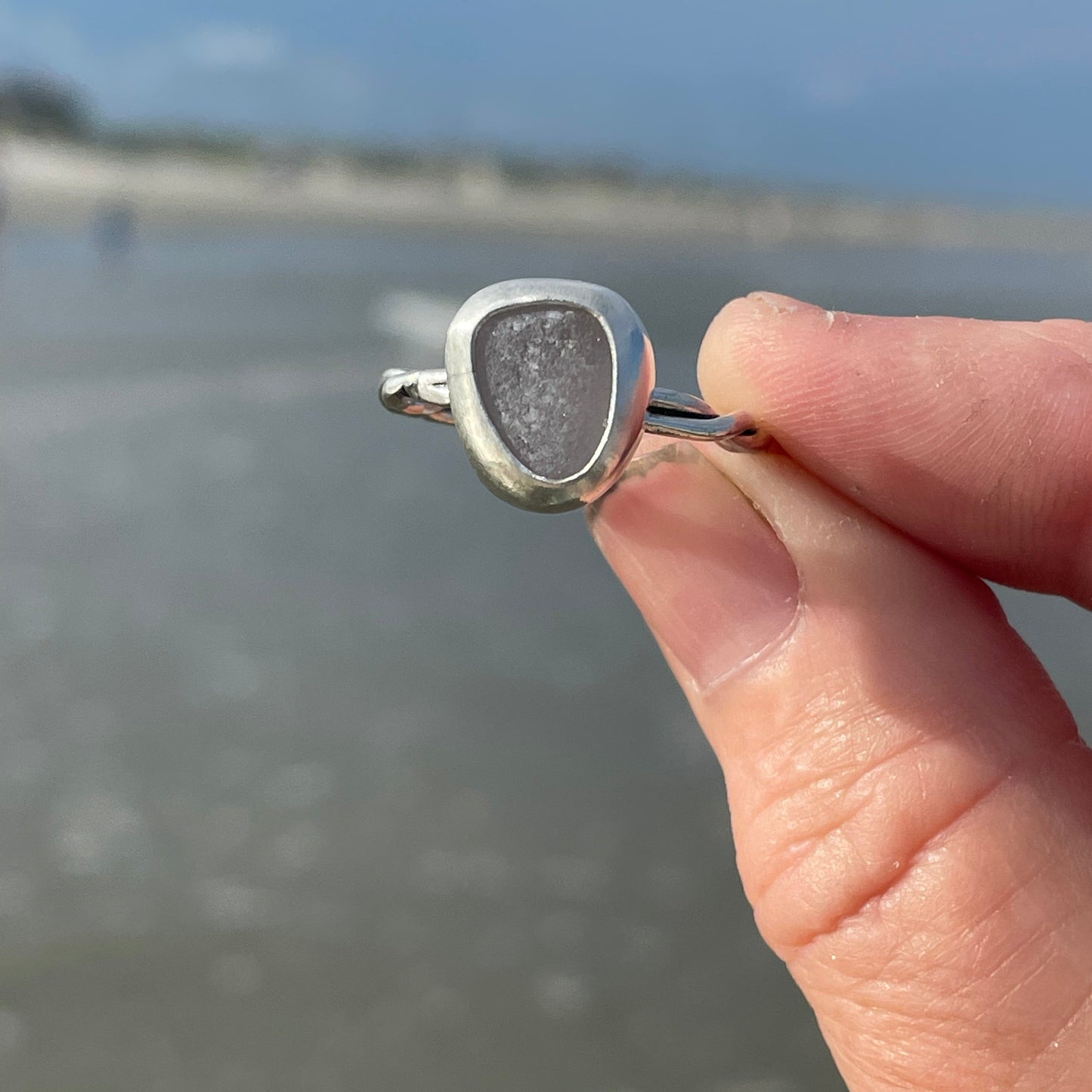 Pale Violet Sea Glass Ring - Size 9