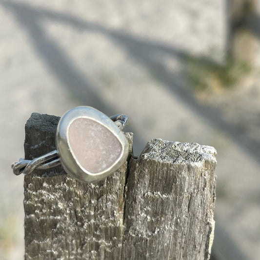 Pale Violet Sea Glass Ring - Size 9