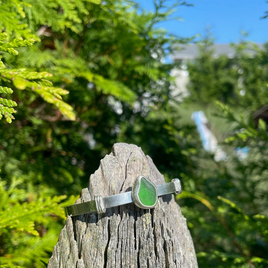 Kelly Green Sea Glass Cuff
