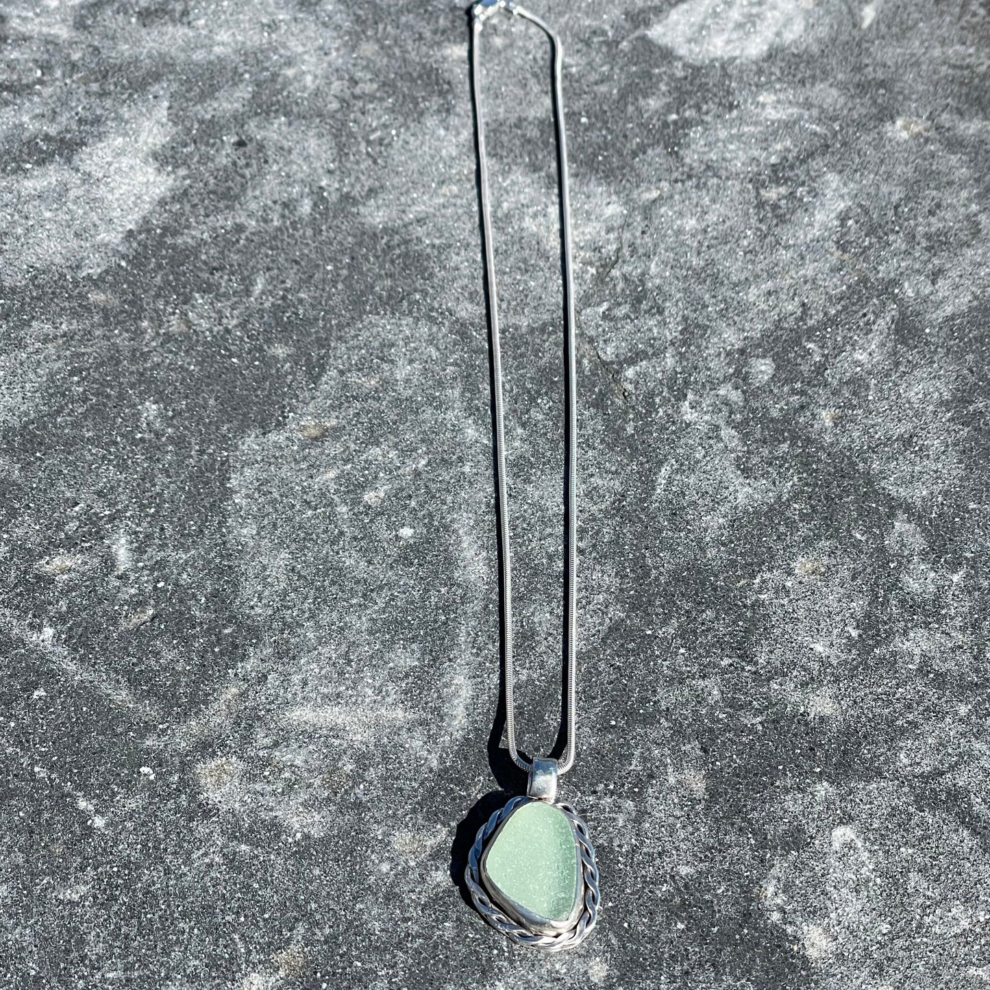 Sea Foam Green Sea Glass Pendant