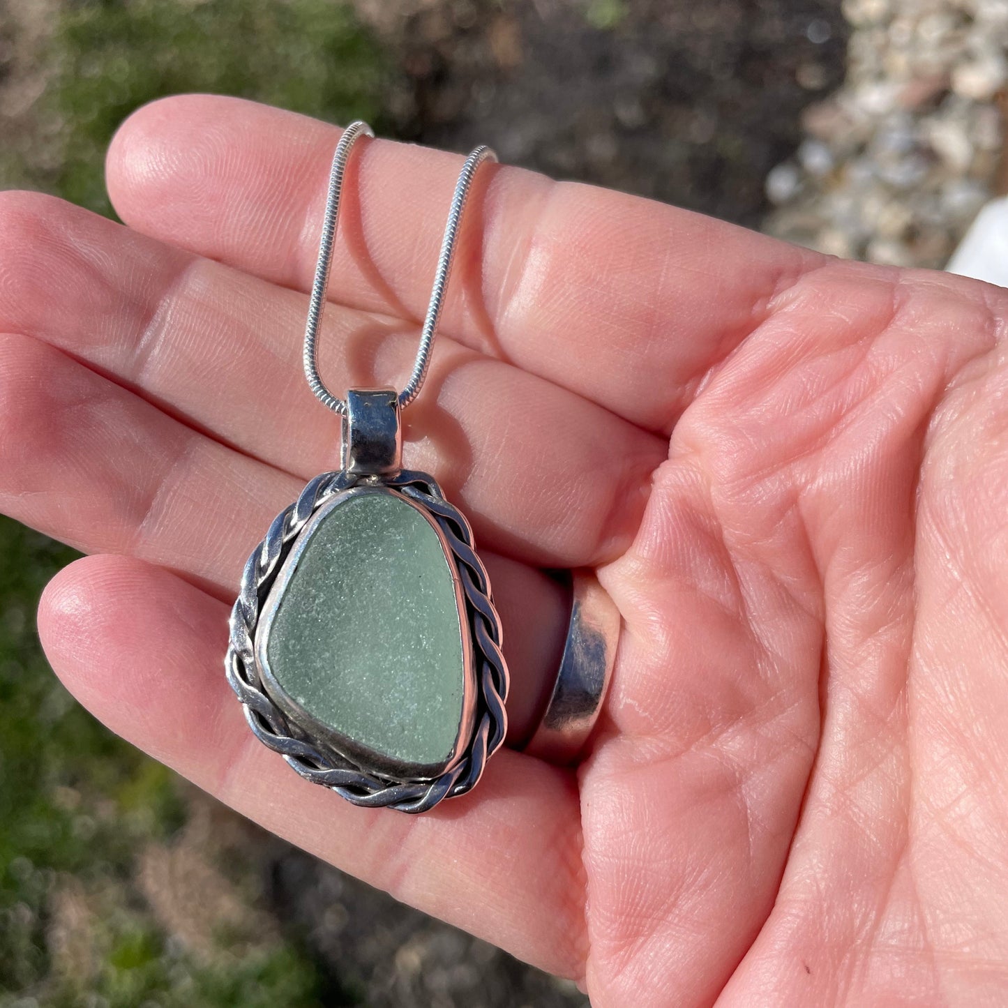 Sea Foam Green Sea Glass Pendant