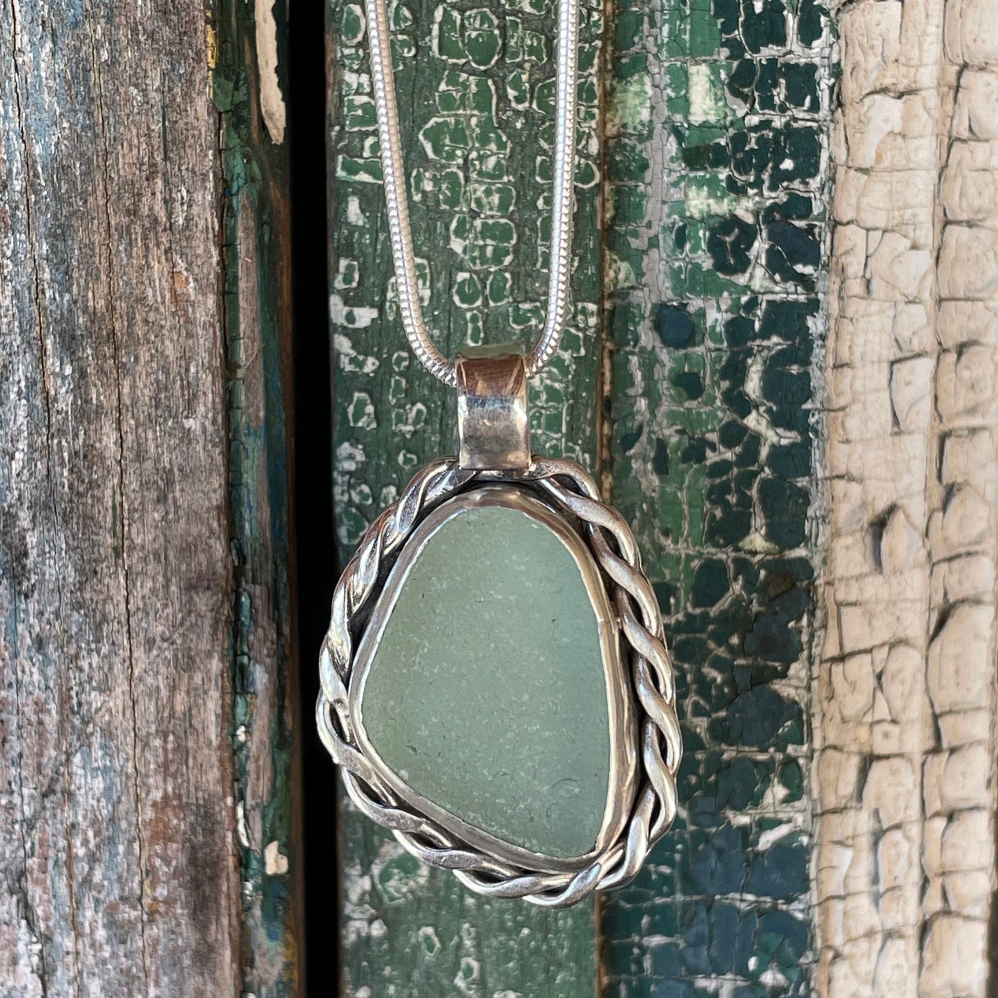 Sea Foam Green Sea Glass Pendant