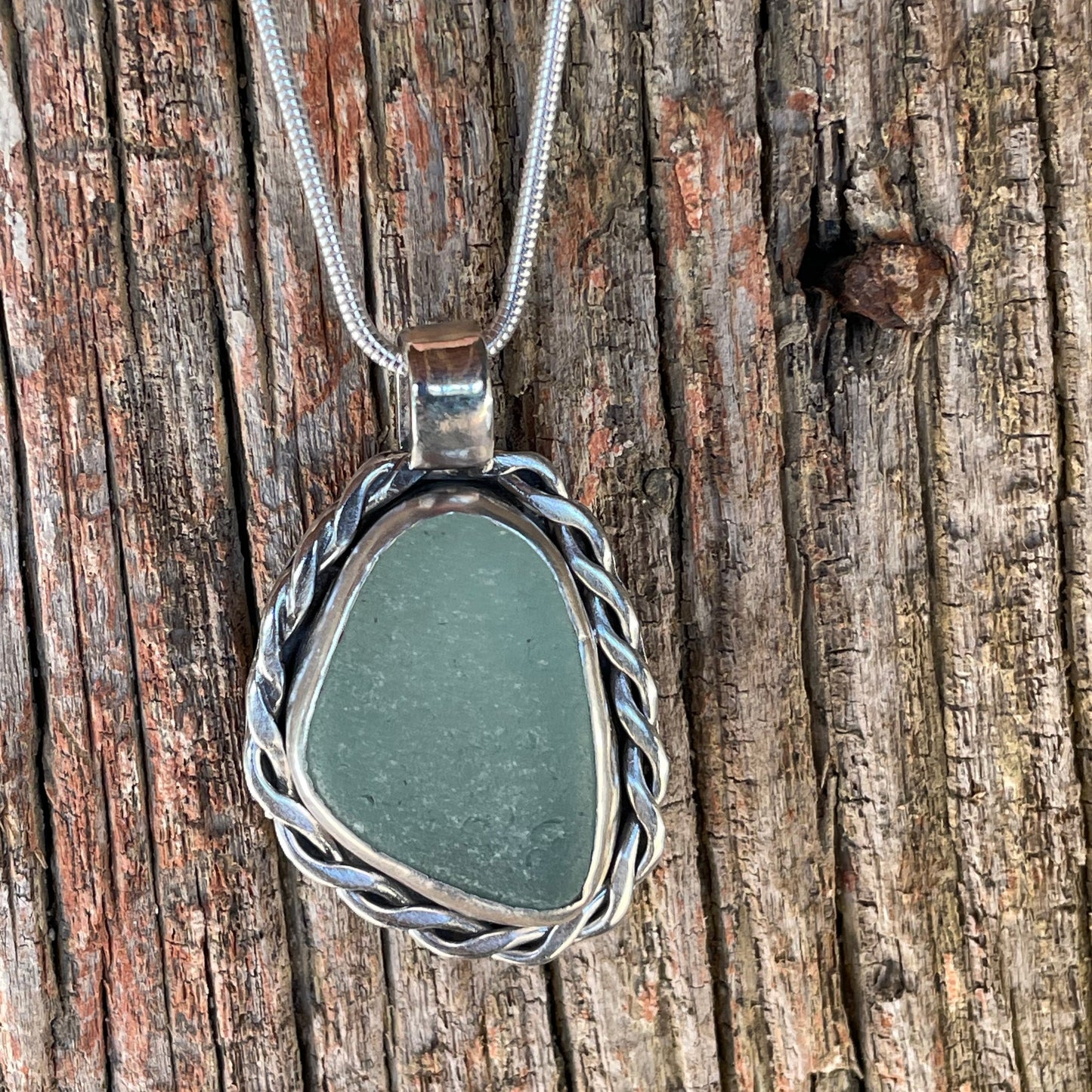 Sea Foam Green Sea Glass Pendant