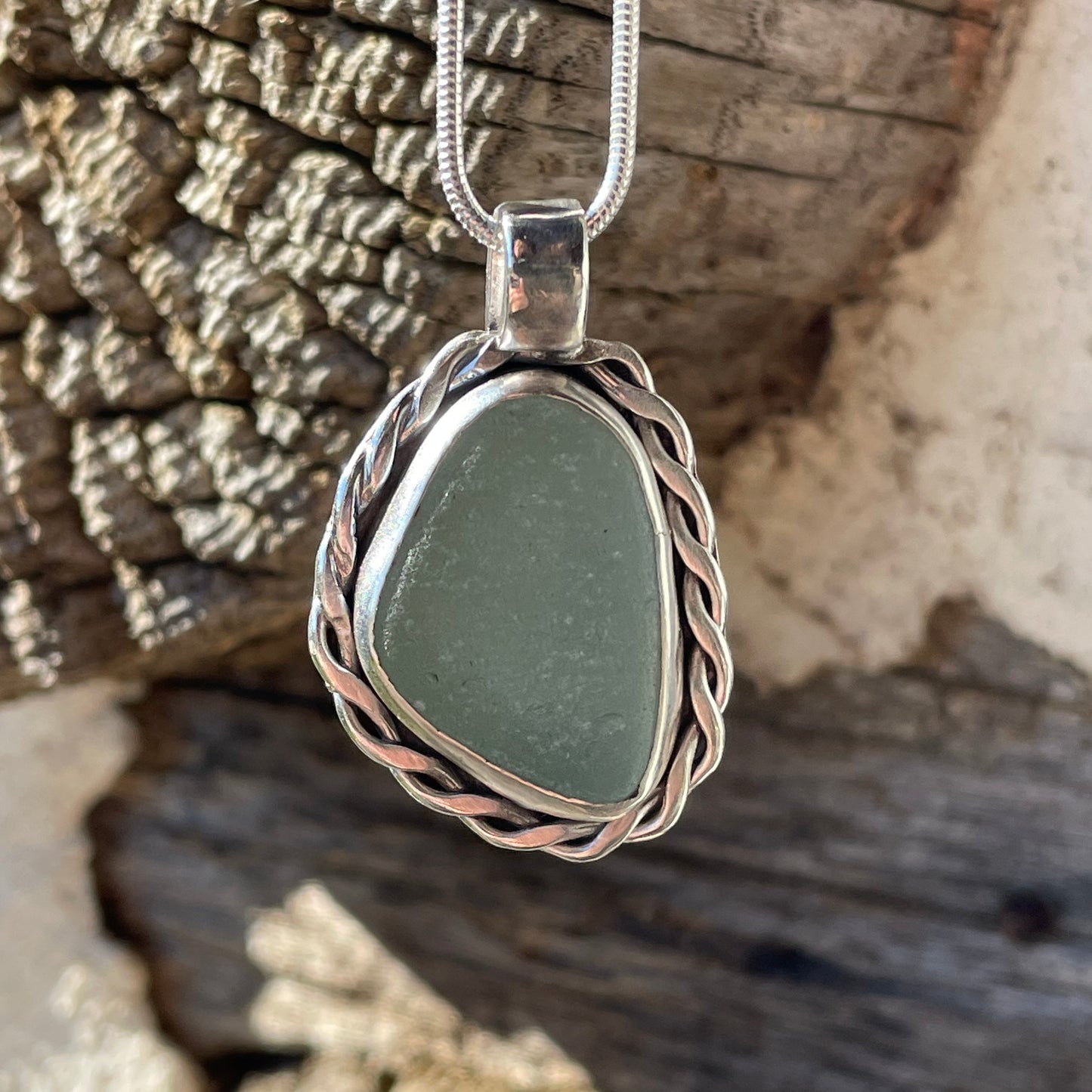 Sea Foam Green Sea Glass Pendant