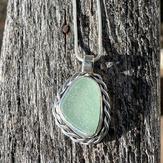 Sea Foam Green Sea Glass Pendant