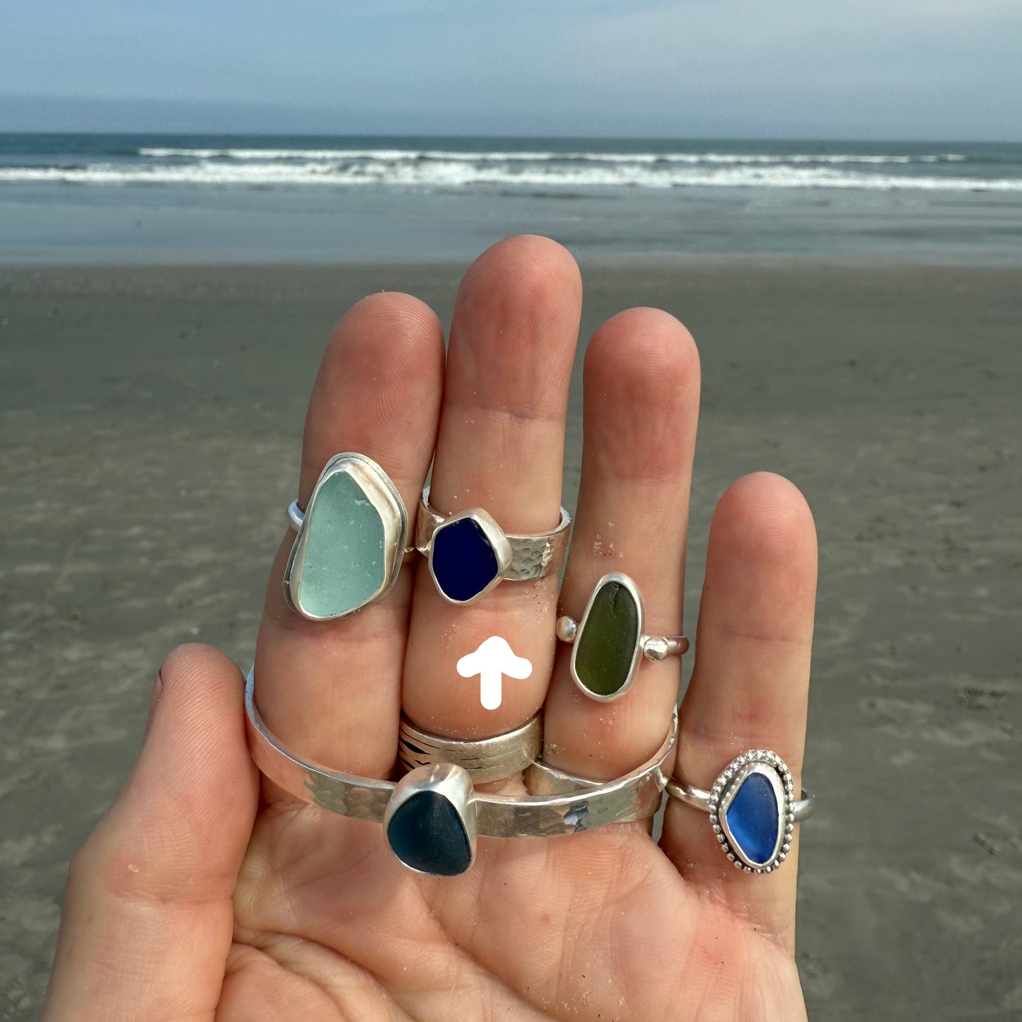 Cobalt Blue Sea Glass Ring - Size 7.5