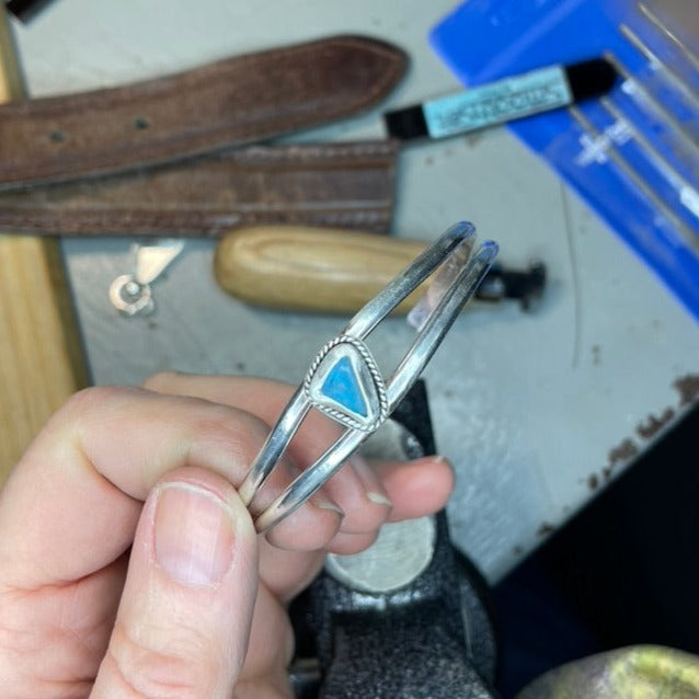 Aquamarine Double Cuff Sea Glass Bracelet