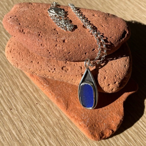 Cobalt Blue Sea Glass Necklace