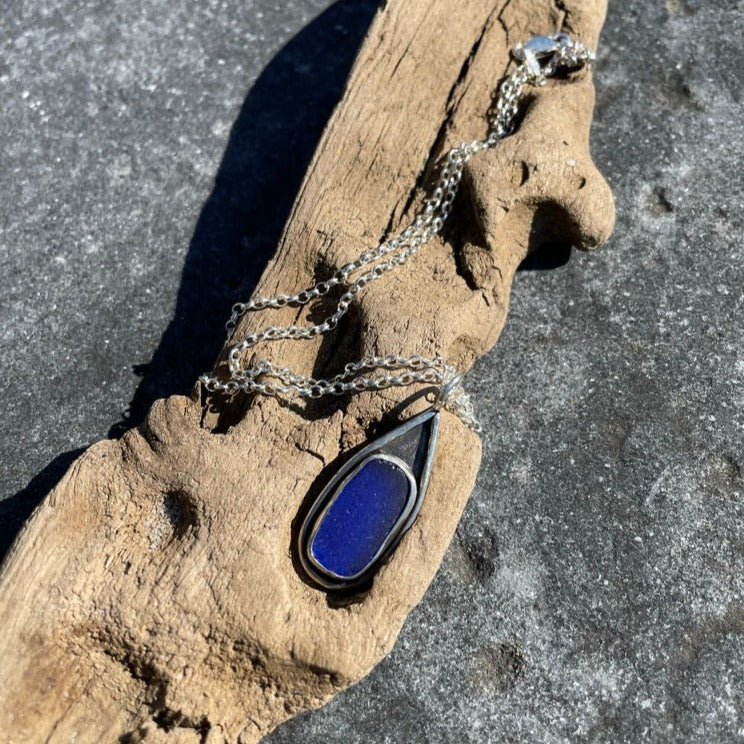 Cobalt Blue Sea Glass Necklace