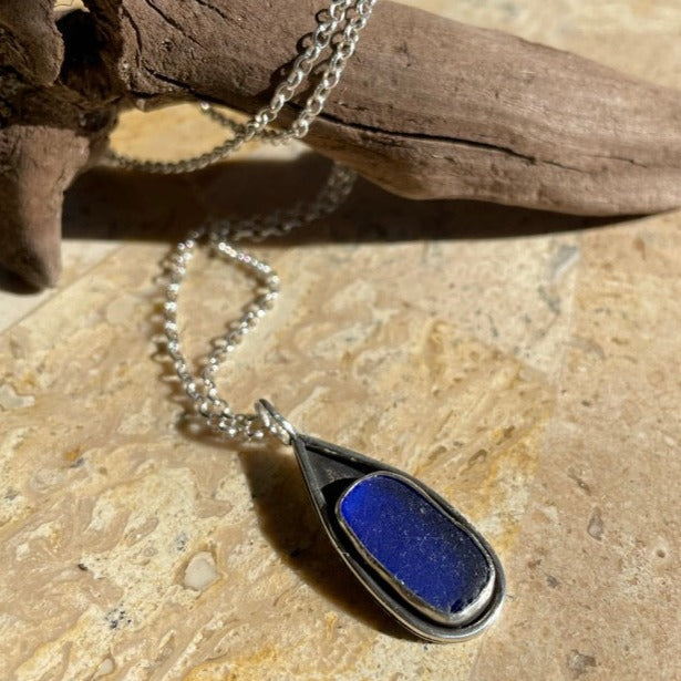 Cobalt Blue Sea Glass Necklace