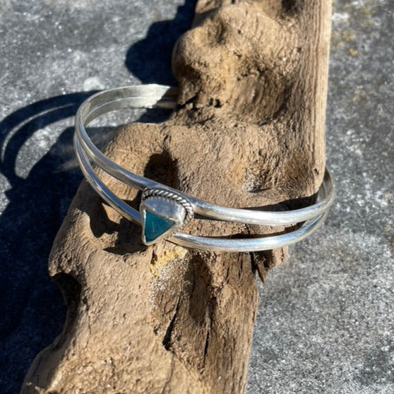 Aquamarine Double Cuff Sea Glass Bracelet