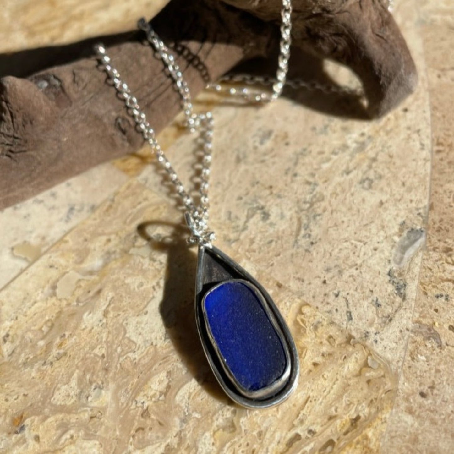 Cobalt Blue Sea Glass Necklace