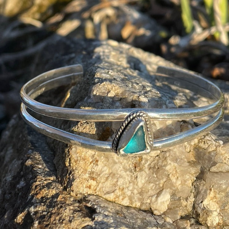 Aquamarine Double Cuff Sea Glass Bracelet