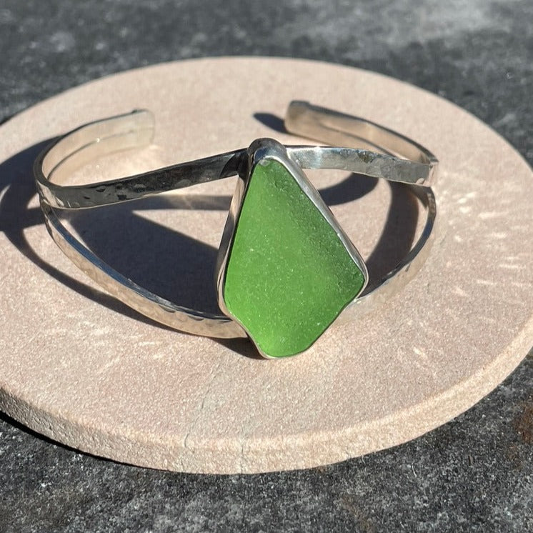 Sage Green Sea Glass Double Cuff Bracelet