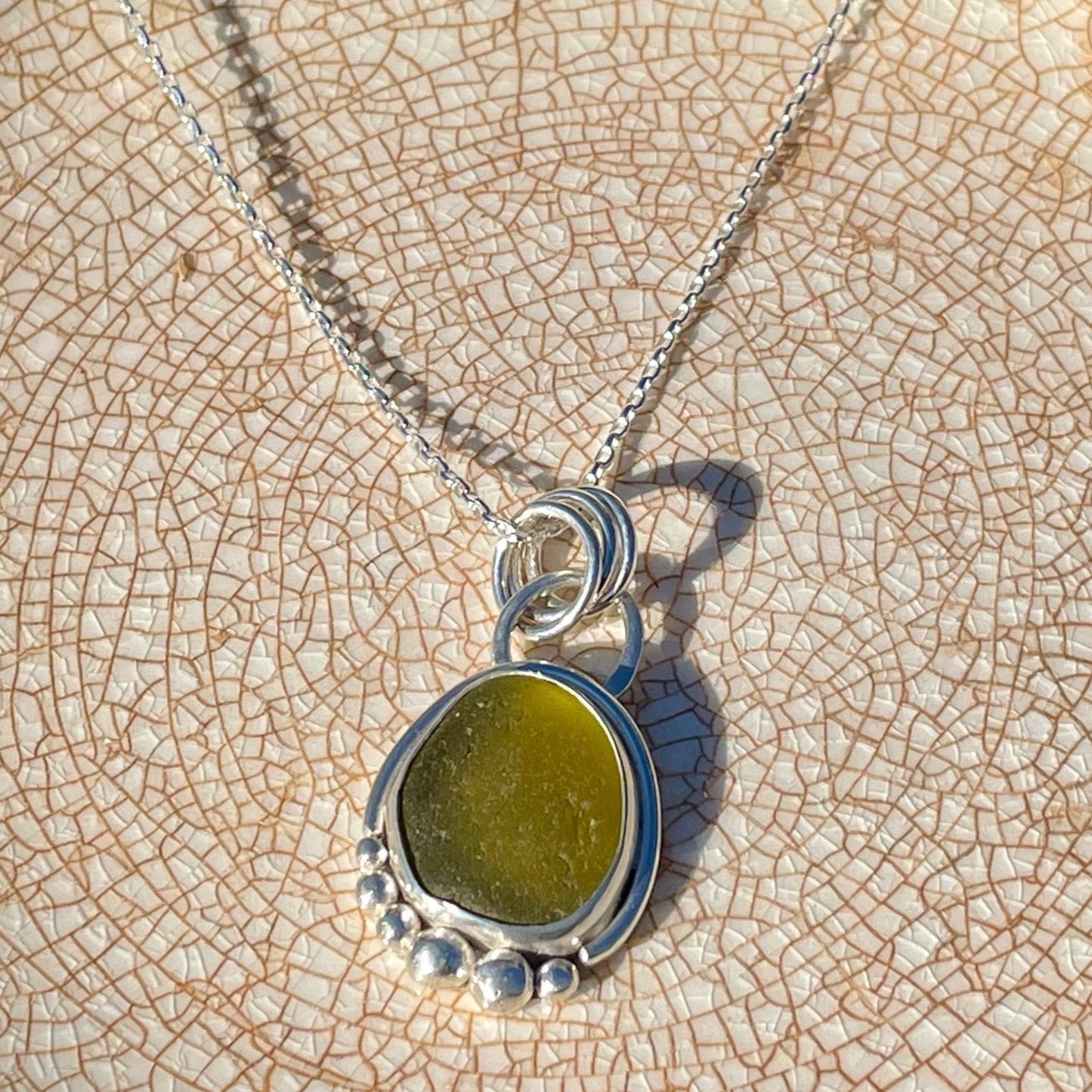 Olive Yellow Sea Glass Pendant