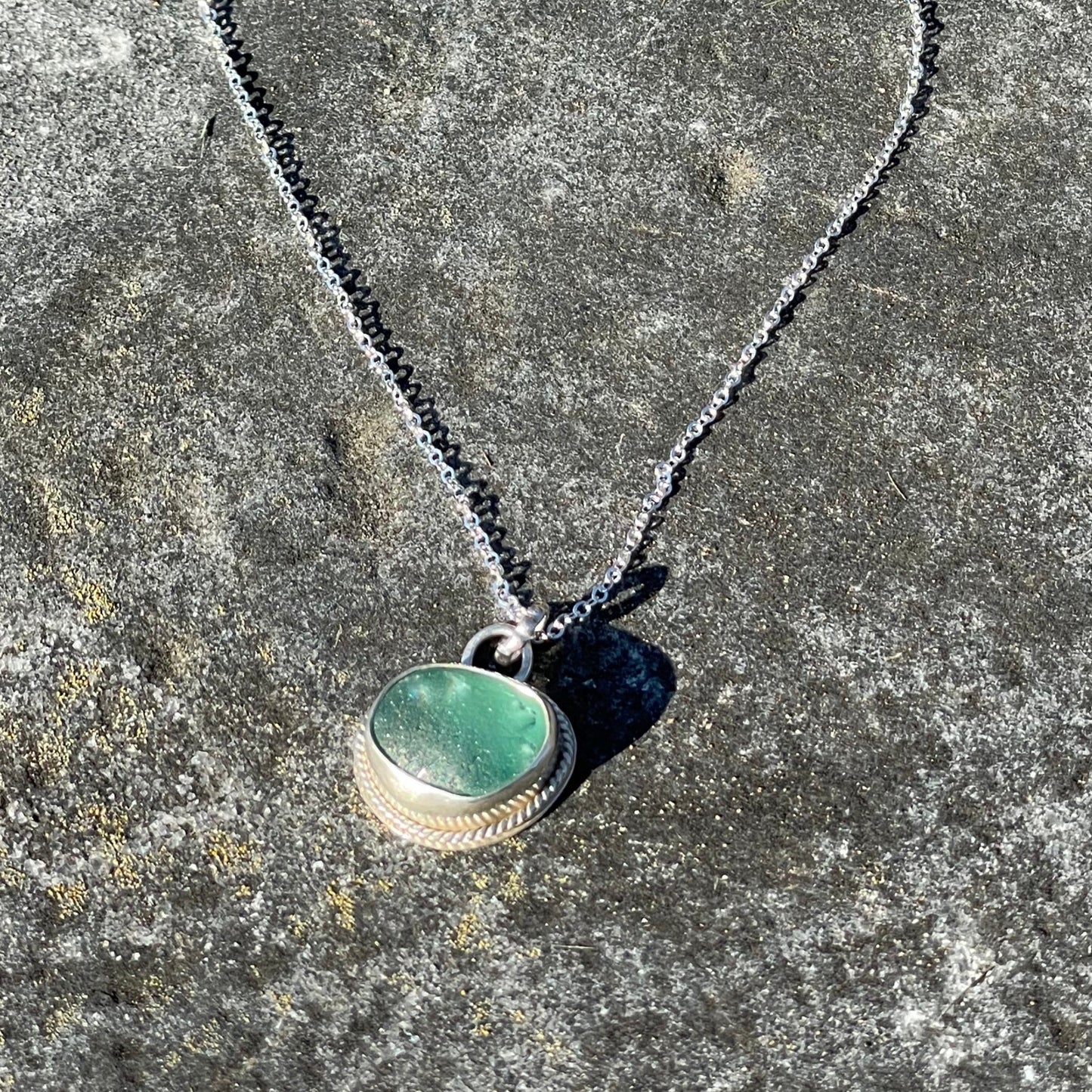 Teal Blue Sea Glass Necklace