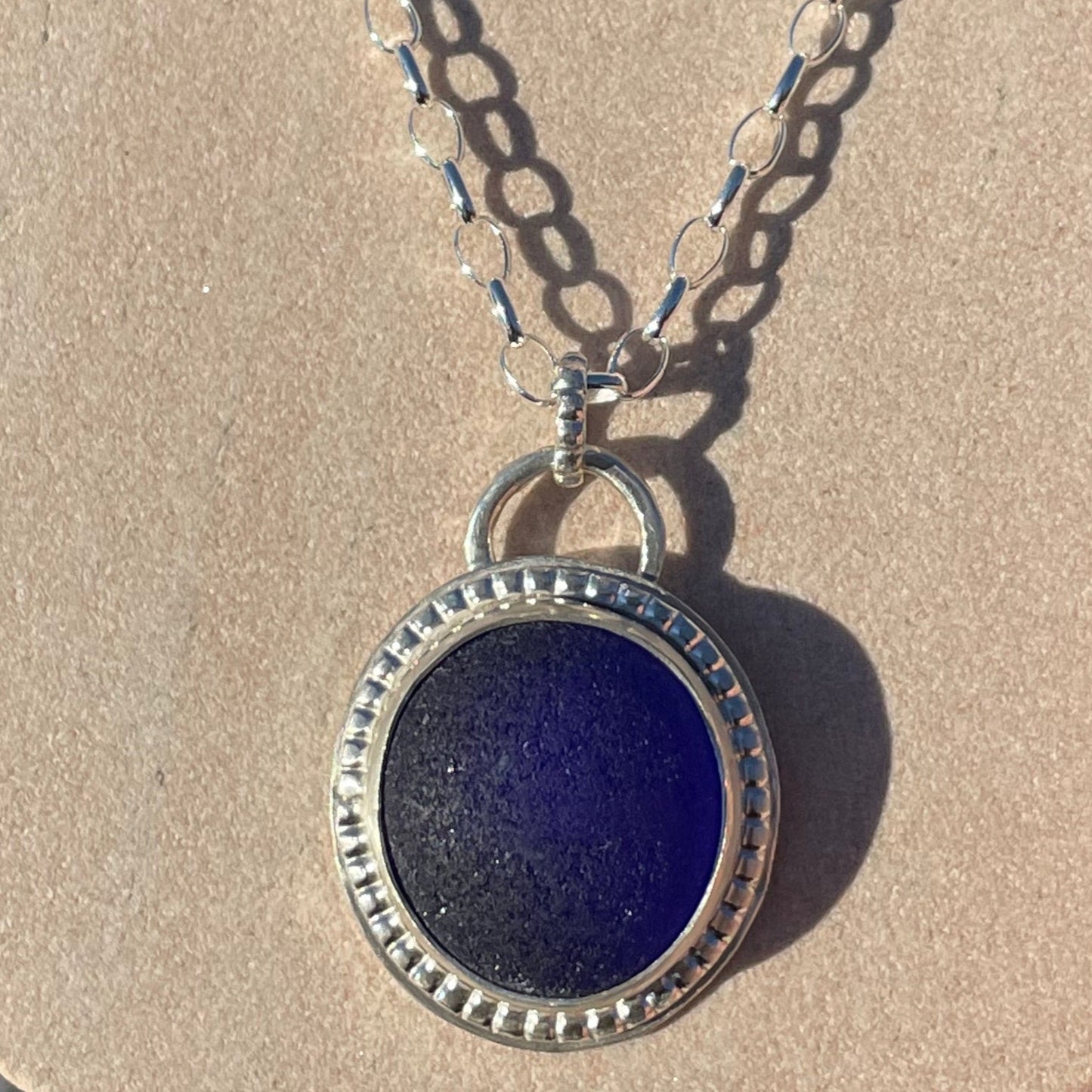 Cobalt Blue Sea Glass Pendant