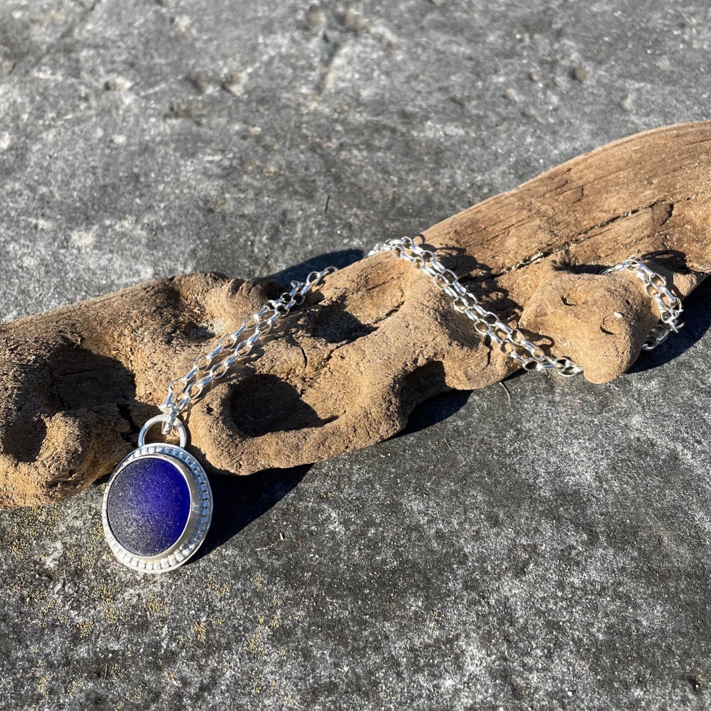 Cobalt Blue Sea Glass Pendant