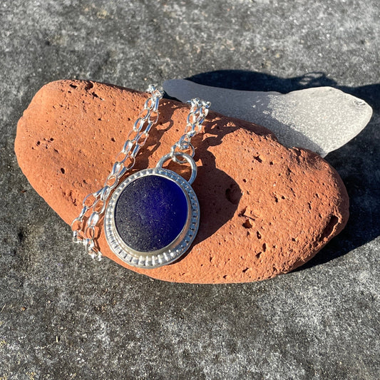 Cobalt Blue Sea Glass Pendant