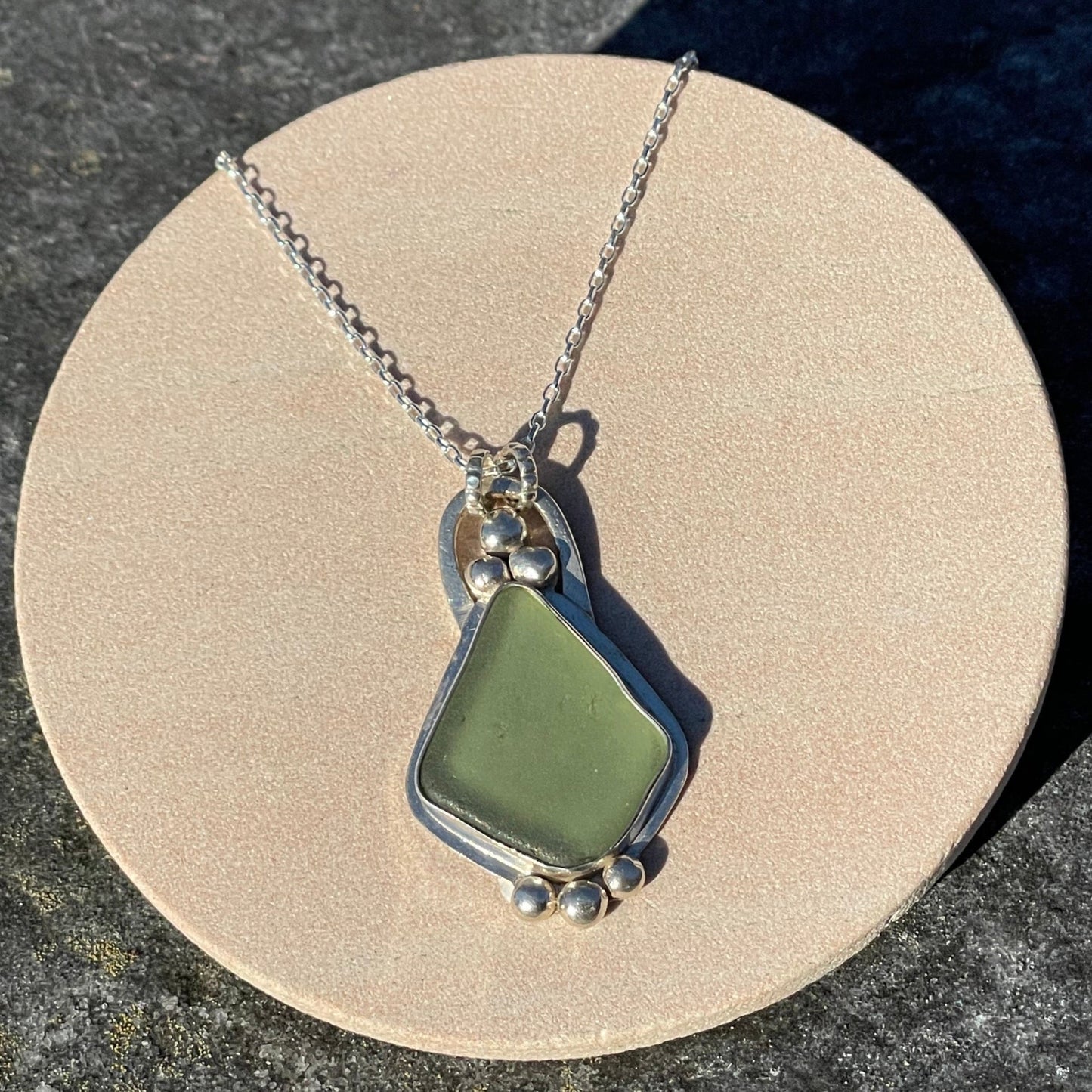 Pale Sage Green Sea Glass Pendant