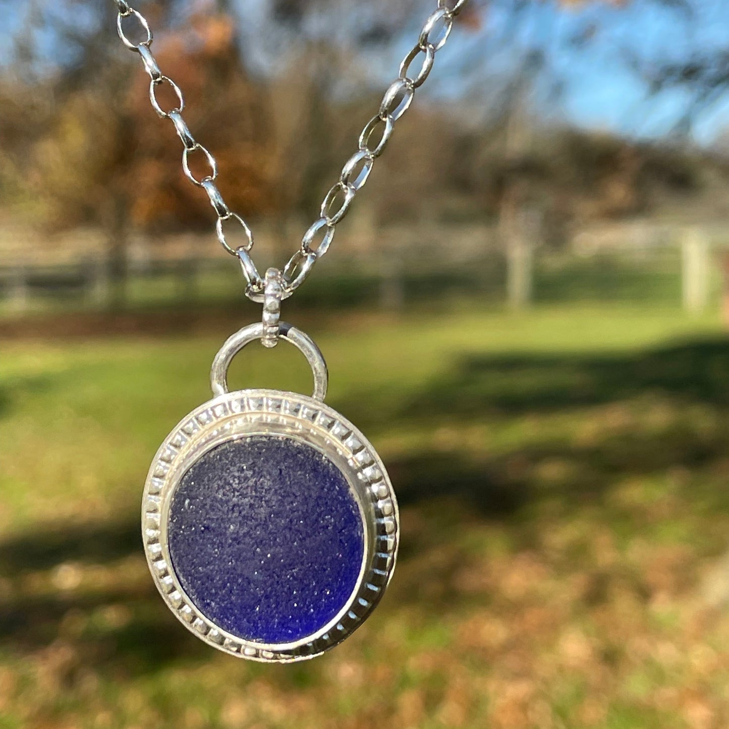 Cobalt Blue Sea Glass Pendant