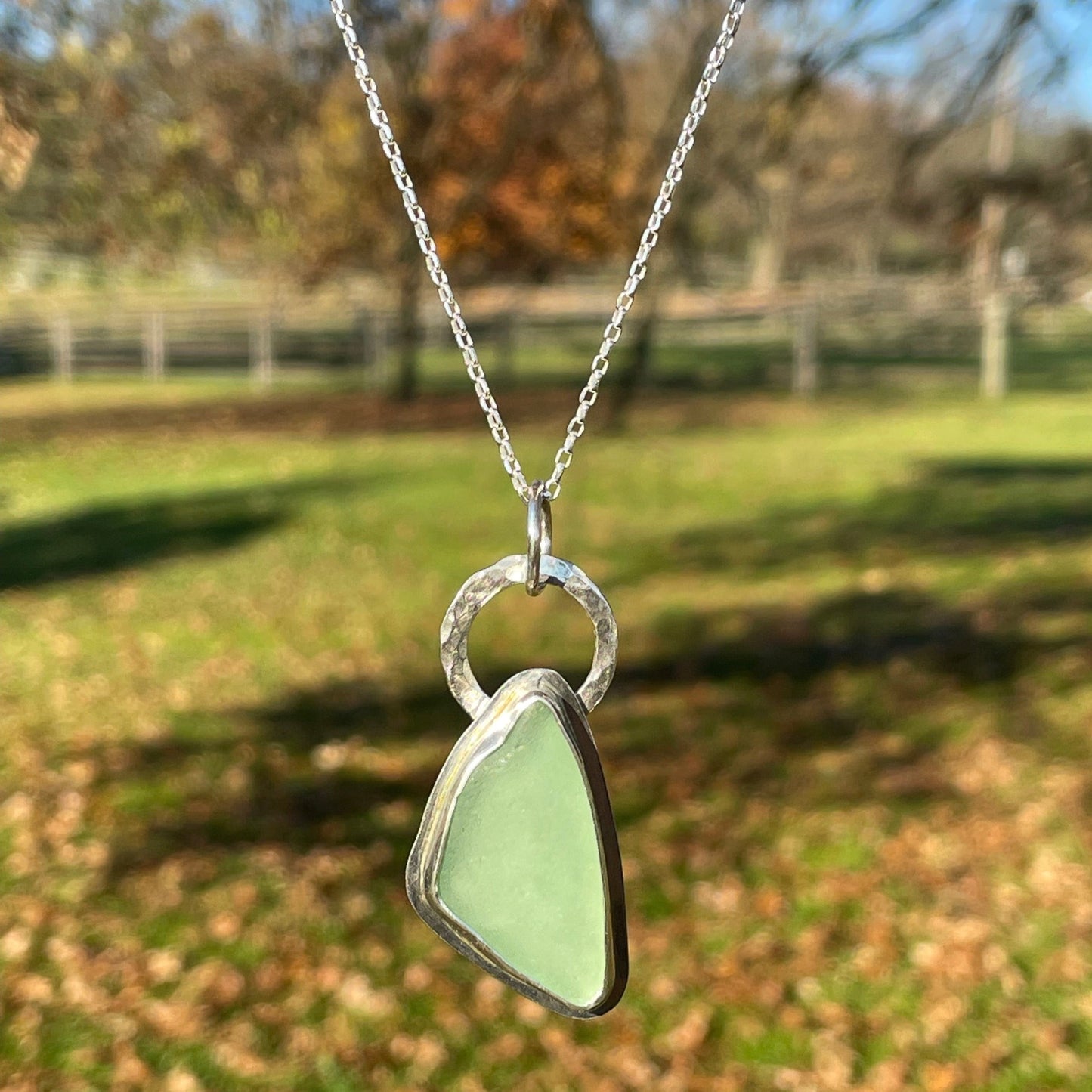 Sea Foam Green Sea Glass Pendant