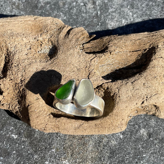 Two Piece Sea Glass Ring - Size 8.25