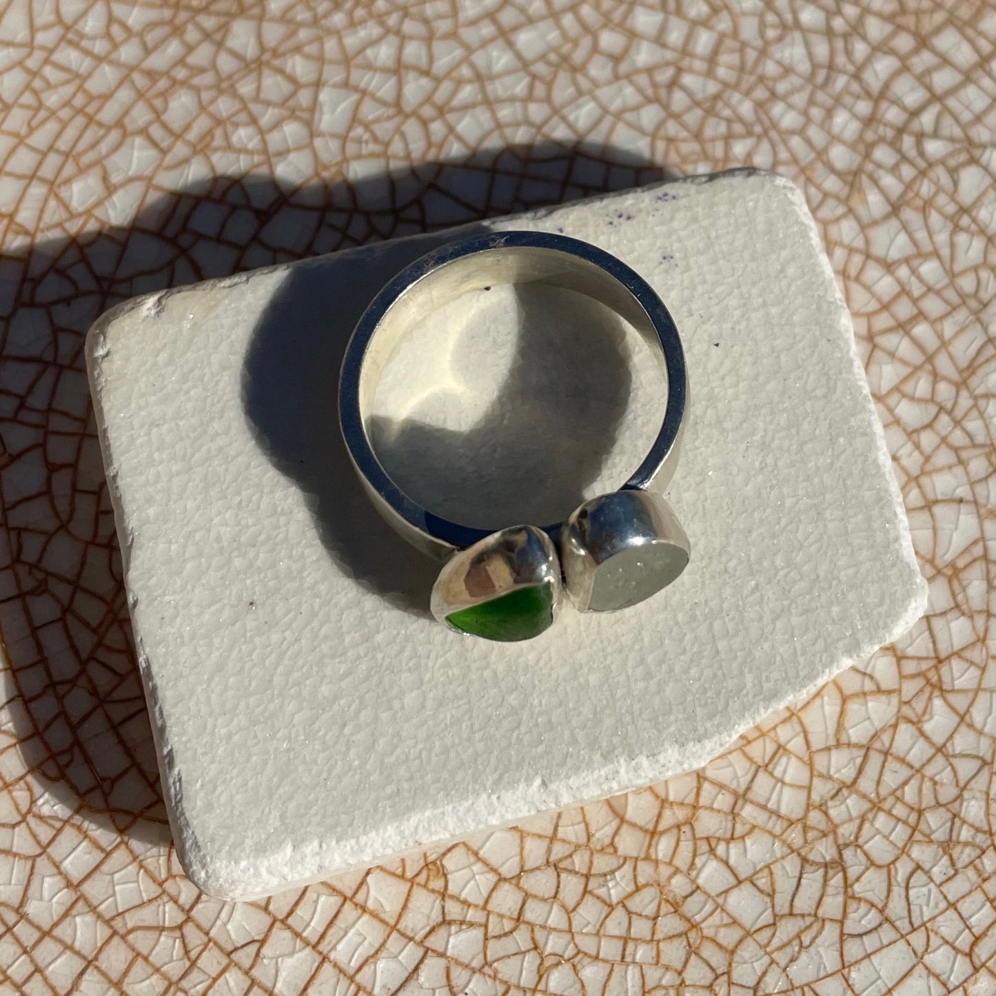 Two Piece Sea Glass Ring - Size 8.25