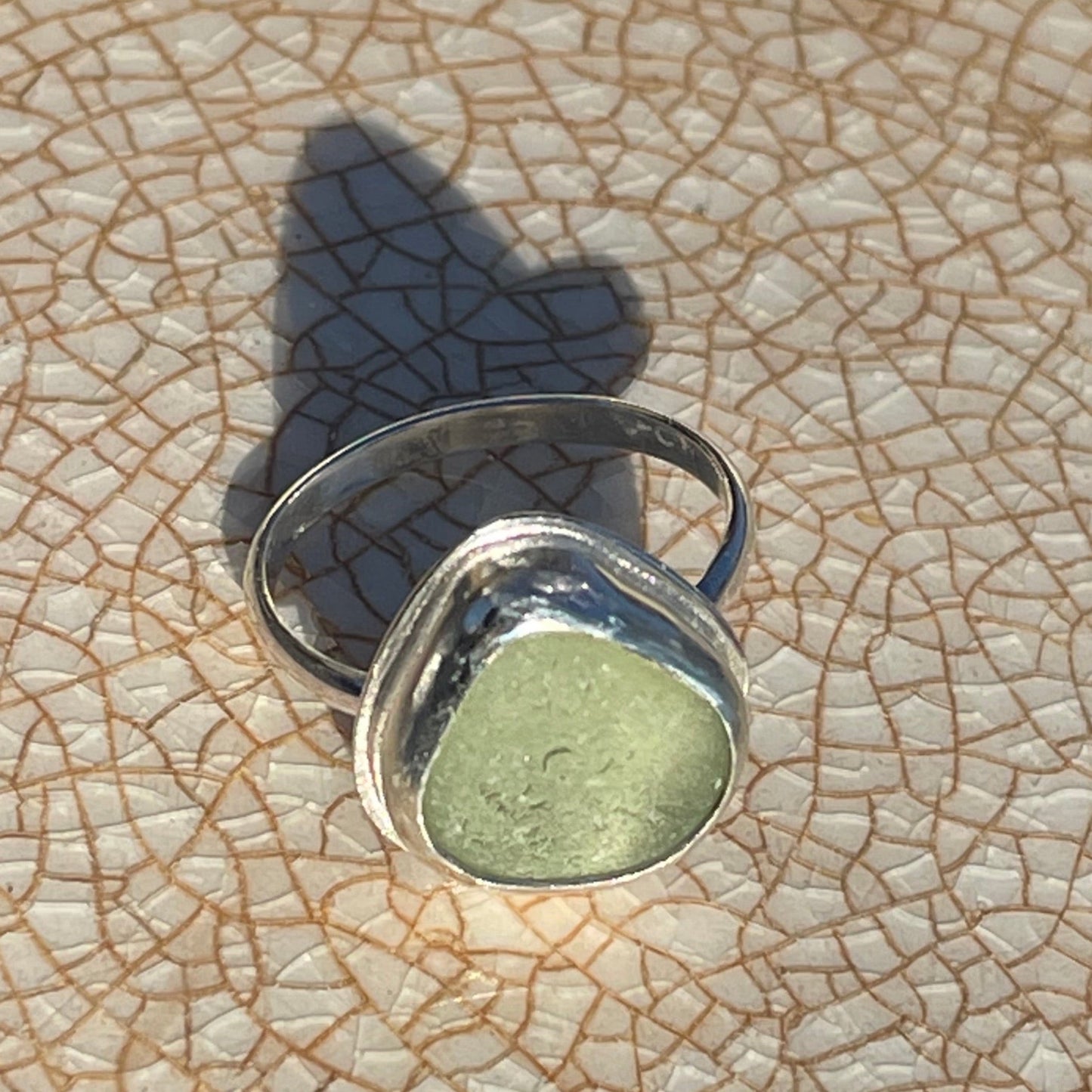 Sea Foam Green Sea Glass Ring - Size 6.5