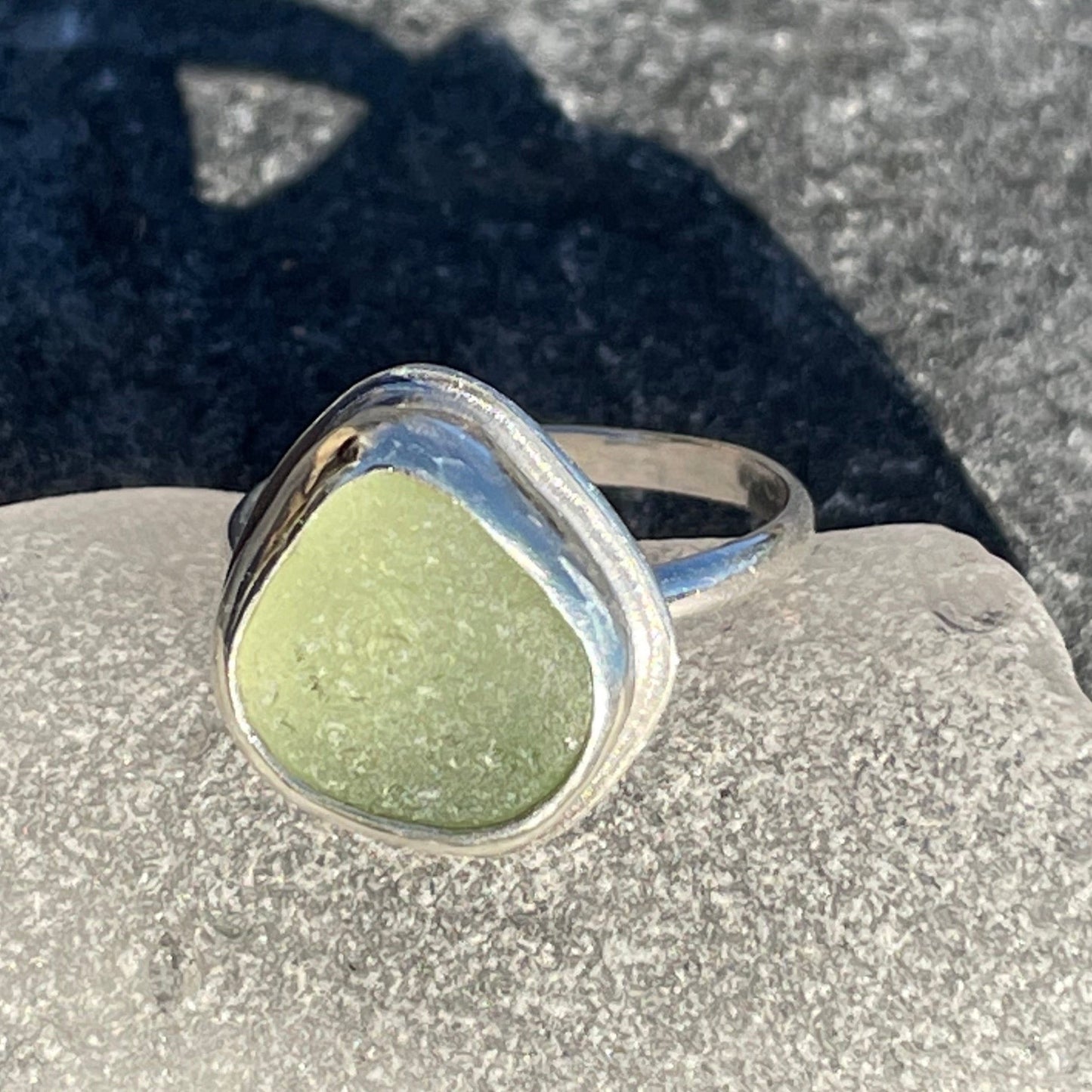 Sea Foam Green Sea Glass Ring - Size 6.5