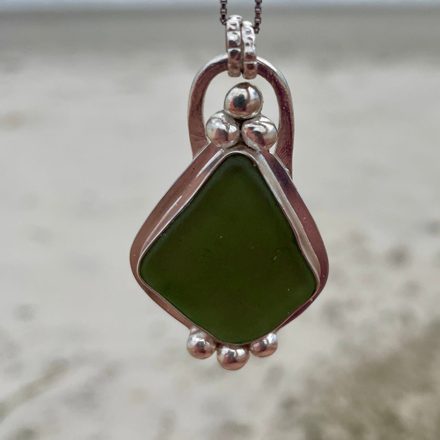 Pale Sage Green Sea Glass Pendant