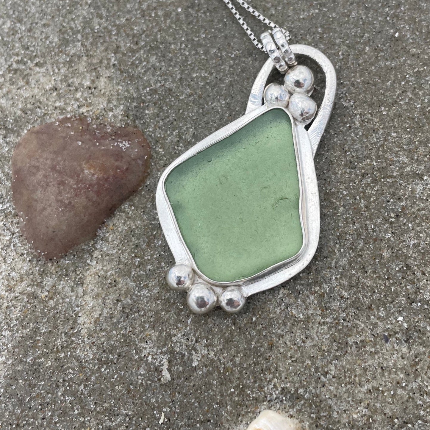 Pale Sage Green Sea Glass Pendant